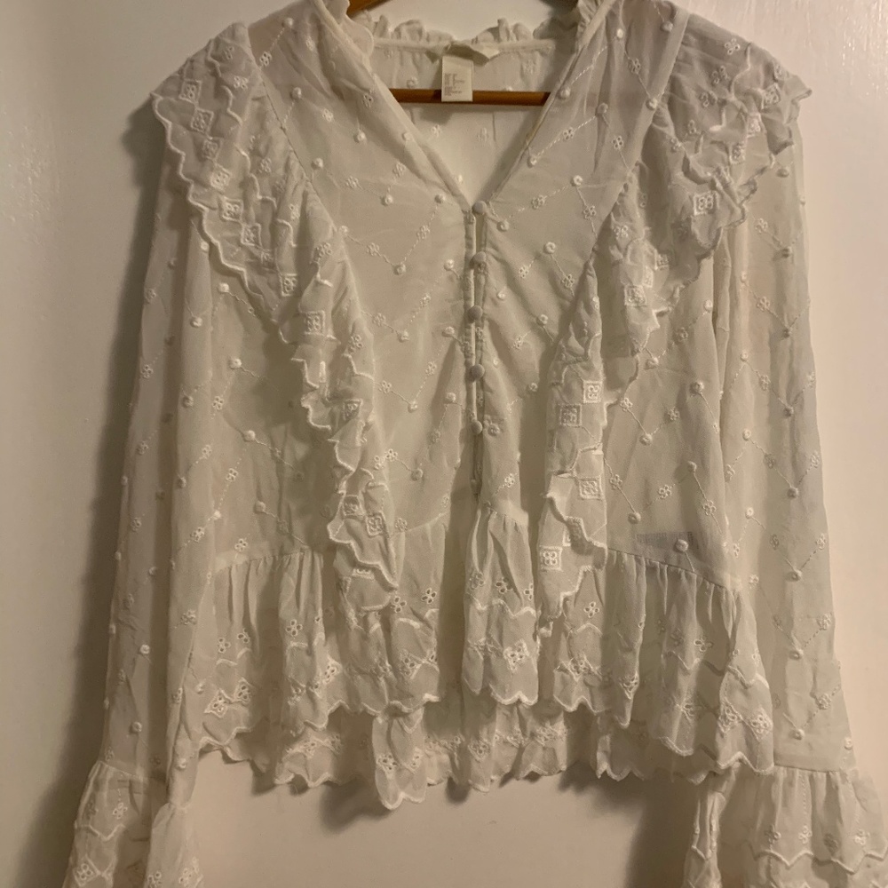 White Ruffle Blouse